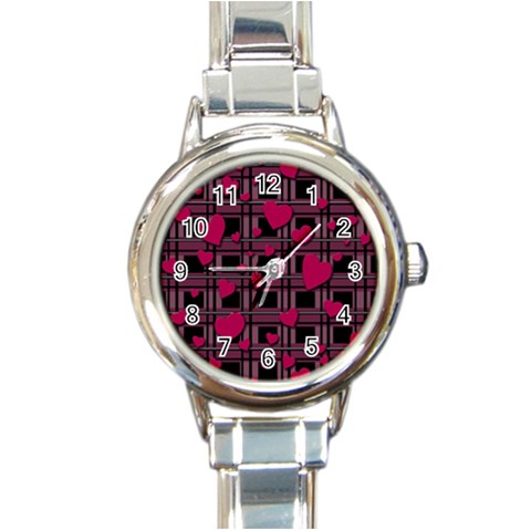 Harts pattern Round Italian Charm Watch from ArtsNow.com Front