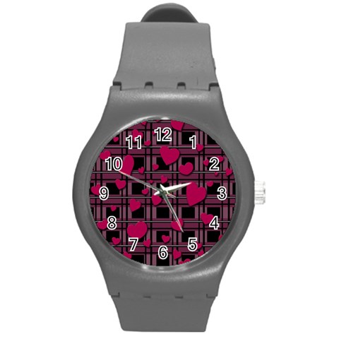 Harts pattern Round Plastic Sport Watch (M) from ArtsNow.com Front