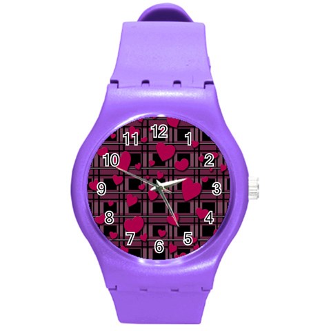 Harts pattern Round Plastic Sport Watch (M) from ArtsNow.com Front