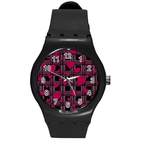 Harts pattern Round Plastic Sport Watch (M) from ArtsNow.com Front