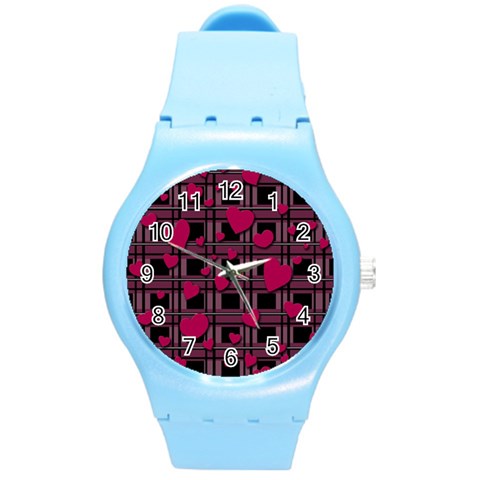 Harts pattern Round Plastic Sport Watch (M) from ArtsNow.com Front