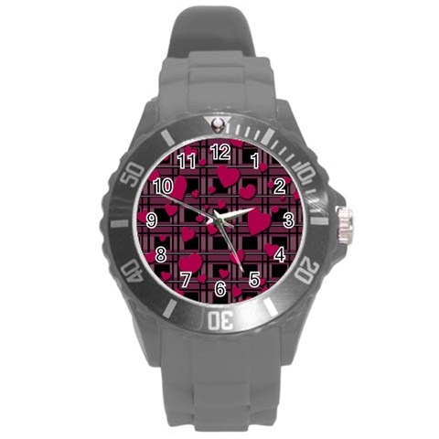 Harts pattern Round Plastic Sport Watch (L) from ArtsNow.com Front