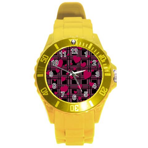 Harts pattern Round Plastic Sport Watch (L) from ArtsNow.com Front