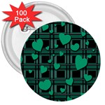 Green love 3  Buttons (100 pack) 