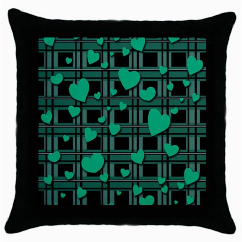 Green love Throw Pillow Case (Black) from ArtsNow.com Front