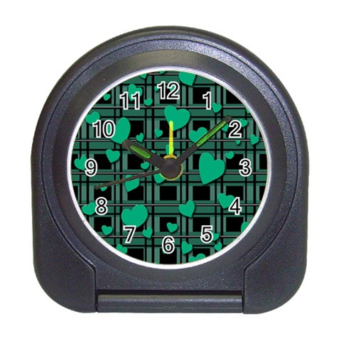 Green love Travel Alarm Clocks from ArtsNow.com Front