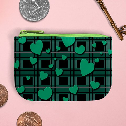 Green love Mini Coin Purses from ArtsNow.com Front