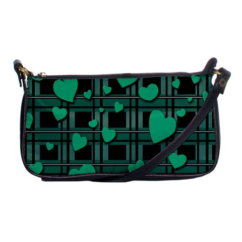 Green love Shoulder Clutch Bags from ArtsNow.com Front