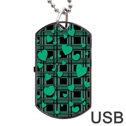 Green love Dog Tag USB Flash (One Side) from ArtsNow.com Front