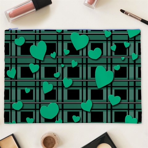 Green love Cosmetic Bag (XXL)  from ArtsNow.com Front