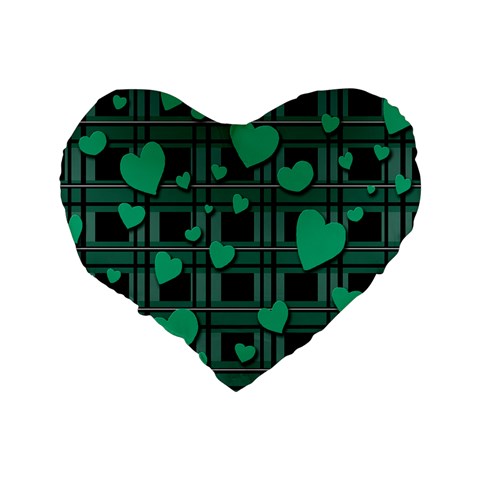 Green love Standard 16  Premium Heart Shape Cushions from ArtsNow.com Back