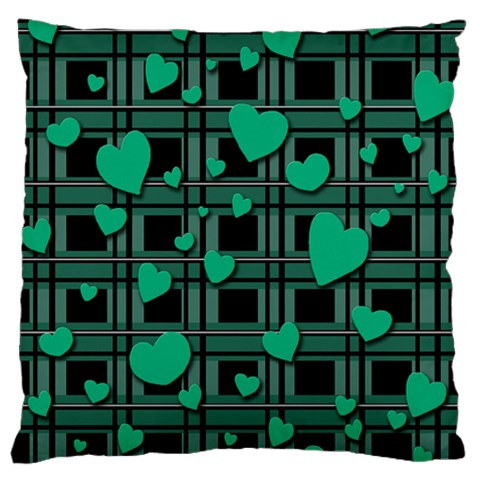 Green love Large Flano Cushion Case (Two Sides) from ArtsNow.com Back