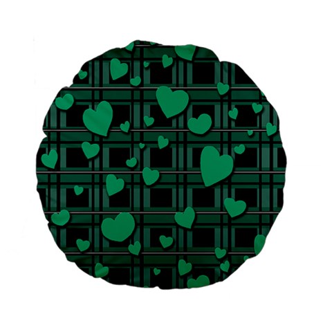 Green love Standard 15  Premium Flano Round Cushions from ArtsNow.com Back