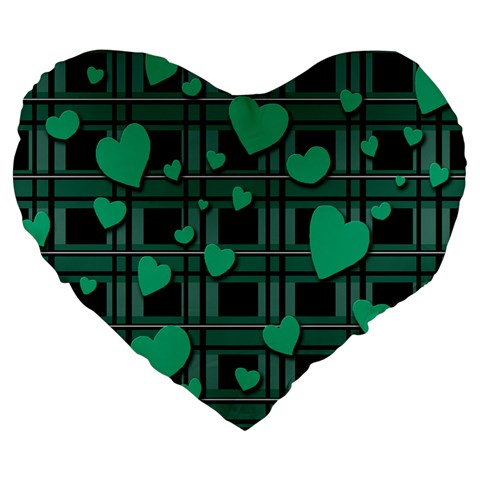 Green love Large 19  Premium Flano Heart Shape Cushions from ArtsNow.com Front