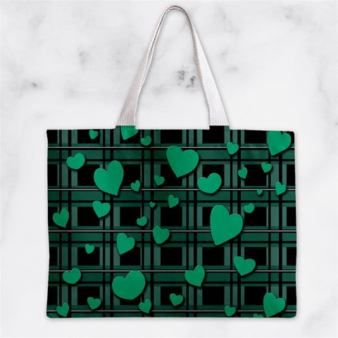 Green love Zipper Mini Tote Bag from ArtsNow.com Back