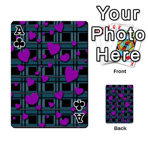 Ace Purple love Playing Cards 54 Designs  from ArtsNow.com Front - ClubA