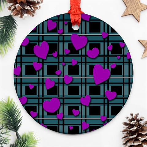 Purple love Round Ornament (Two Sides)  from ArtsNow.com Back