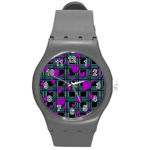 Purple love Round Plastic Sport Watch (M) from ArtsNow.com Front