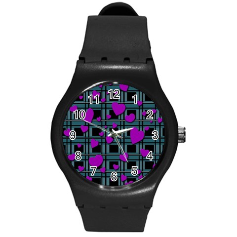 Purple love Round Plastic Sport Watch (M) from ArtsNow.com Front