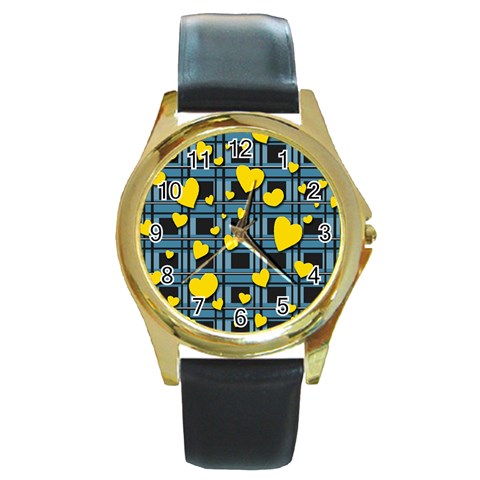 Love design Round Gold Metal Watch from ArtsNow.com Front