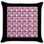 Pink plaid pattern Throw Pillow Case (Black)