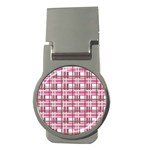 Pink plaid pattern Money Clips (Round) 