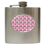 Pink plaid pattern Hip Flask (6 oz)