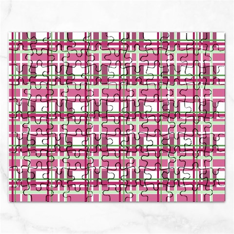 Pink plaid pattern Rectangular Jigsaw Puzzl from ArtsNow.com Front