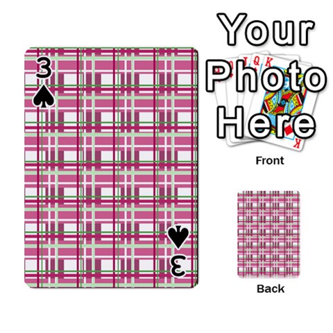 Pink plaid pattern Playing Cards 54 Designs  from ArtsNow.com Front - Spade3