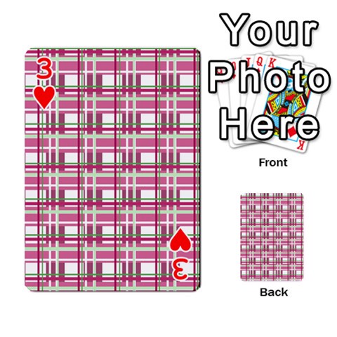 Pink plaid pattern Playing Cards 54 Designs  from ArtsNow.com Front - Heart3