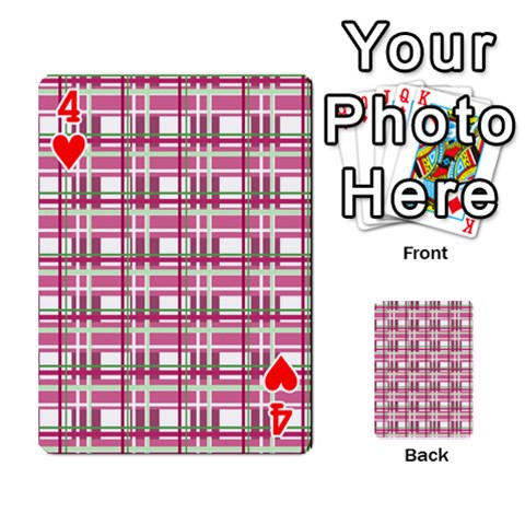 Pink plaid pattern Playing Cards 54 Designs  from ArtsNow.com Front - Heart4