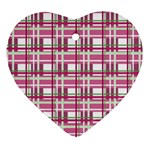 Pink plaid pattern Heart Ornament (2 Sides)