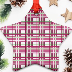 Pink plaid pattern Star Ornament (Two Sides)  from ArtsNow.com Front