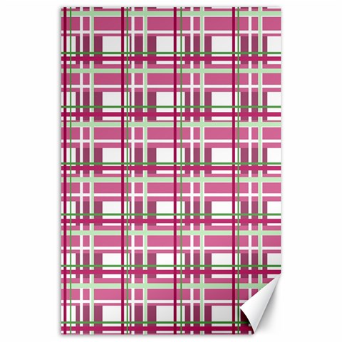 Pink plaid pattern Canvas 24  x 36  from ArtsNow.com 23.35 x34.74  Canvas - 1