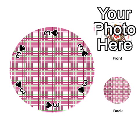 Pink plaid pattern Playing Cards 54 (Round)  from ArtsNow.com Front - Spade3