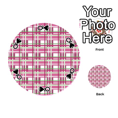 Queen Pink plaid pattern Playing Cards 54 (Round)  from ArtsNow.com Front - SpadeQ