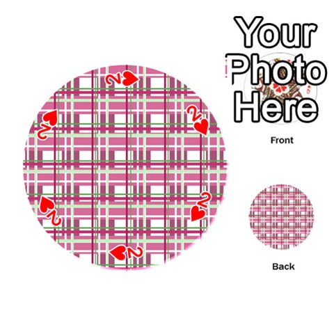 Pink plaid pattern Playing Cards 54 (Round)  from ArtsNow.com Front - Heart2