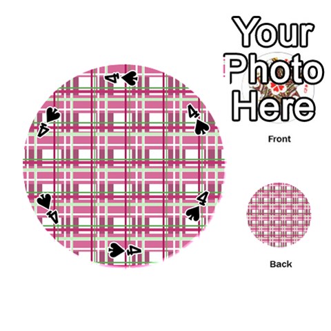 Pink plaid pattern Playing Cards 54 (Round)  from ArtsNow.com Front - Spade4