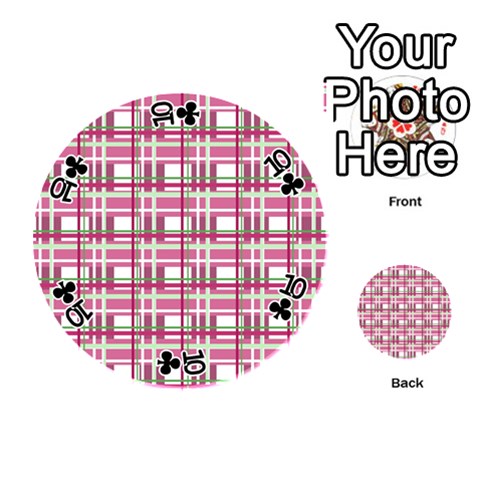 Pink plaid pattern Playing Cards 54 (Round)  from ArtsNow.com Front - Club10