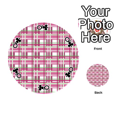 Queen Pink plaid pattern Playing Cards 54 (Round)  from ArtsNow.com Front - ClubQ