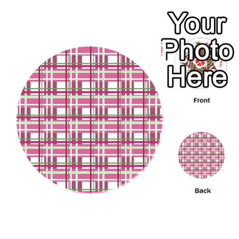 Pink plaid pattern Playing Cards 54 (Round)  from ArtsNow.com Back