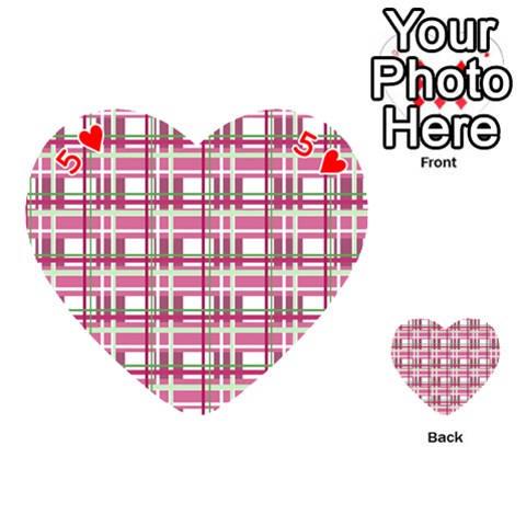 Pink plaid pattern Playing Cards 54 (Heart)  from ArtsNow.com Front - Heart5