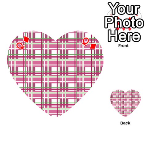 Queen Pink plaid pattern Playing Cards 54 (Heart)  from ArtsNow.com Front - DiamondQ