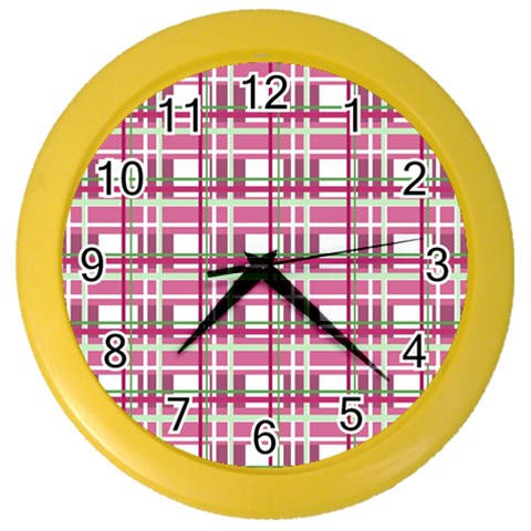 Pink plaid pattern Color Wall Clocks from ArtsNow.com Front