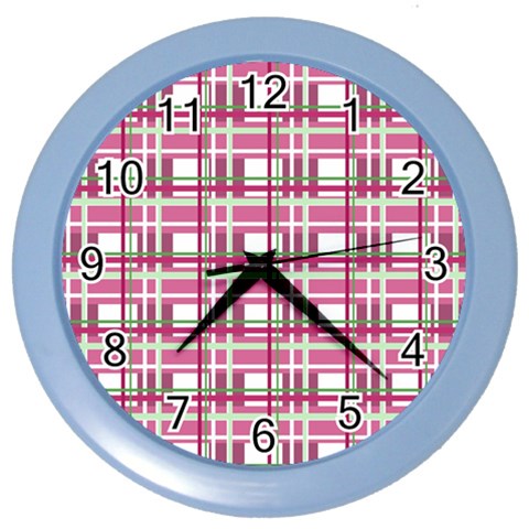 Pink plaid pattern Color Wall Clocks from ArtsNow.com Front