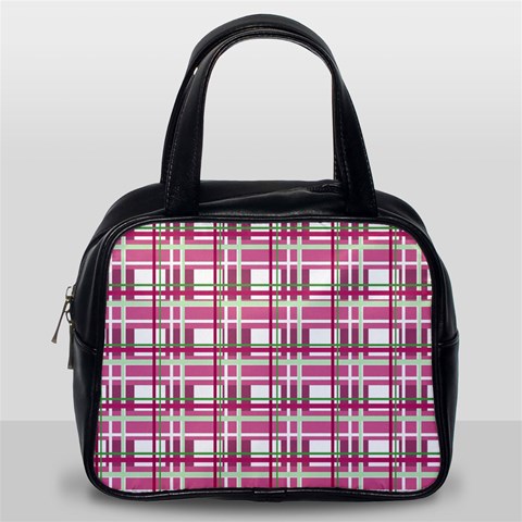 Pink plaid pattern Classic Handbags (2 Sides) from ArtsNow.com Back