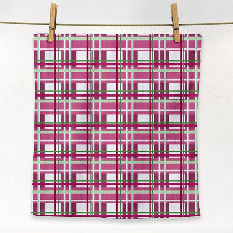 Pink plaid pattern Face Towel from ArtsNow.com Front