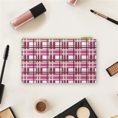 Pink plaid pattern Cosmetic Bag (Small)  from ArtsNow.com Back