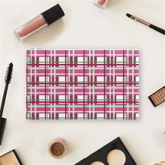 Pink plaid pattern Cosmetic Bag (Medium)  from ArtsNow.com Front