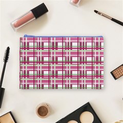 Pink plaid pattern Cosmetic Bag (Medium)  from ArtsNow.com Front